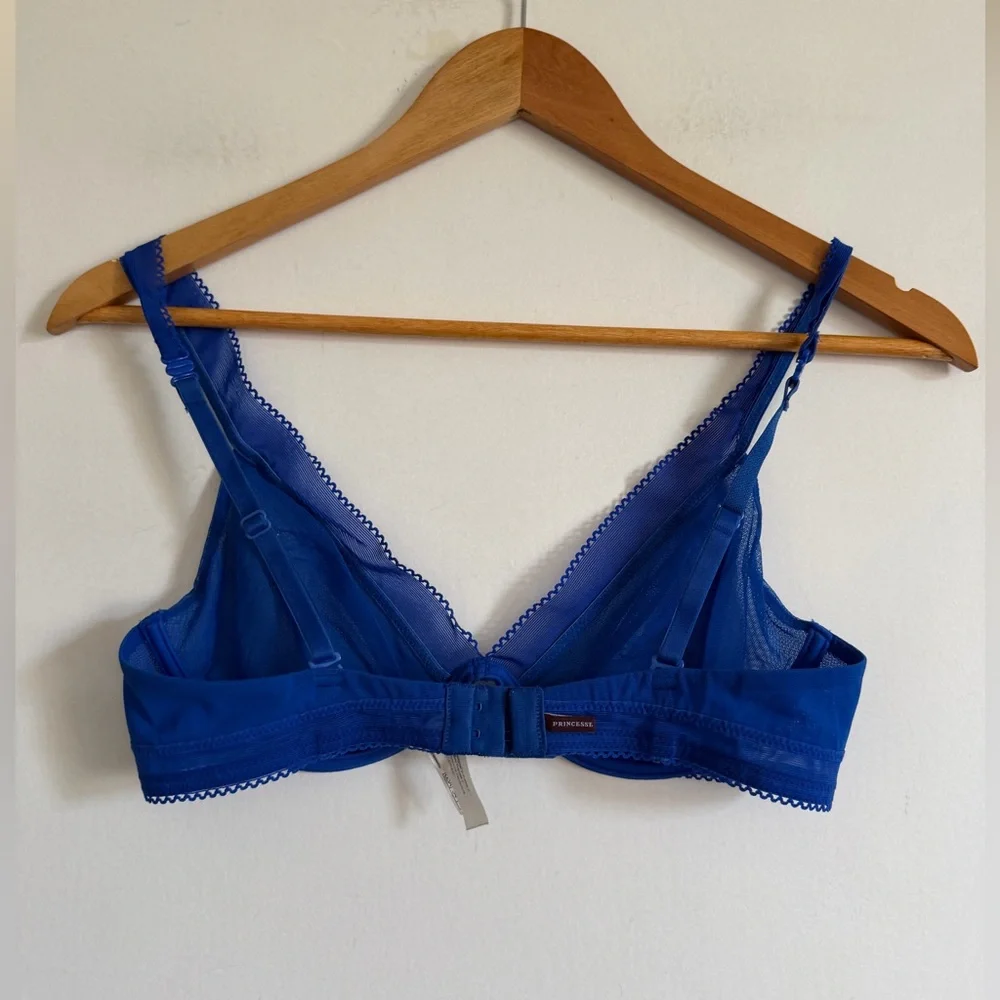 Princesse Tam Tam Royal Blue Underwire Mesh Dainty Bra size 34C EUC
